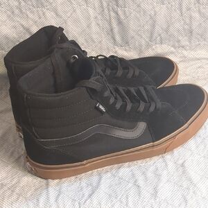 Vans Black On Black With Gum Sole High-Top Skate Shoes